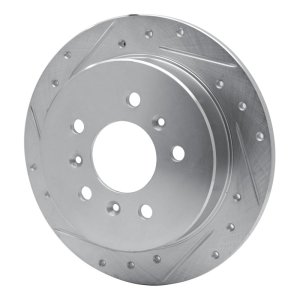 Buick Allure Brake Rotor (1) - Rear Left - R1 Concepts - Drilled & Slotted - Silver - `06-`10
